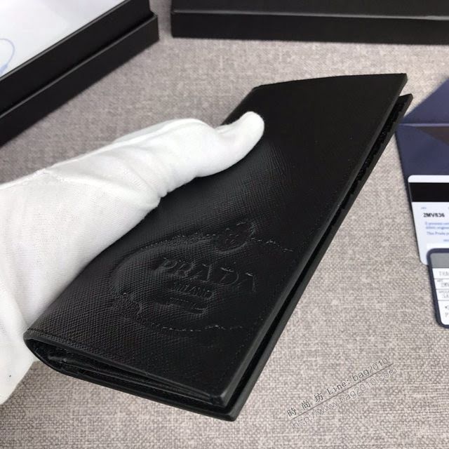prada錢包 普拉達專櫃最新十字紋牛皮款 2MV836 PRADA男士西裝錢夾  pyd2112